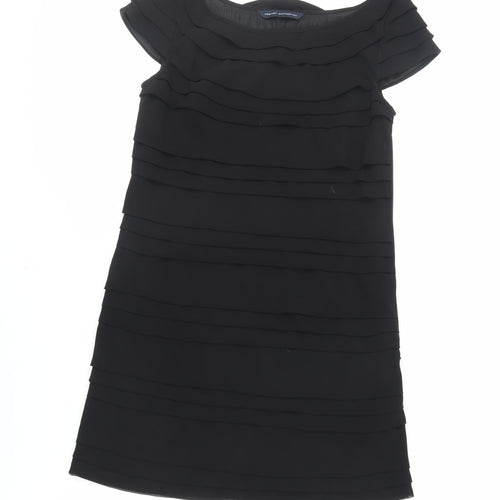 French Connection Womens Black Polyester Pencil Dress Size S Boat Neck Zip