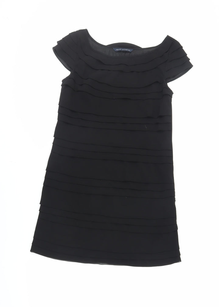 French Connection Womens Black Polyester Pencil Dress Size S Boat Neck Zip