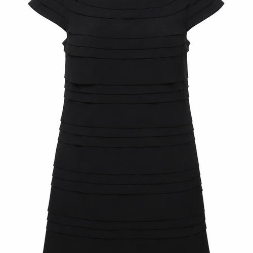 French Connection Womens Black Polyester Pencil Dress Size S Boat Neck Zip