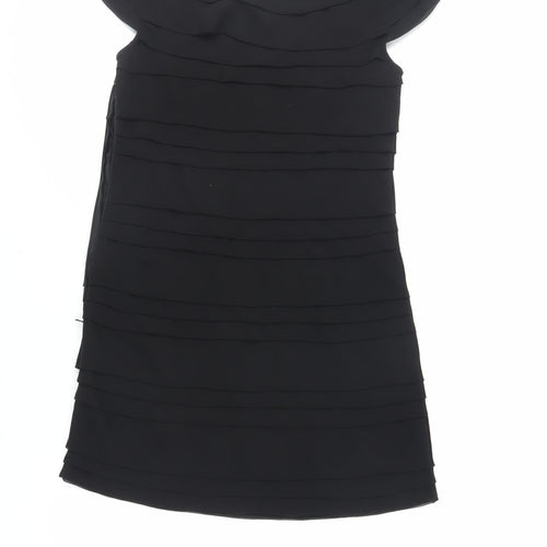 French Connection Womens Black Polyester Pencil Dress Size S Boat Neck Zip