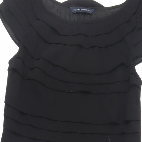 French Connection Womens Black Polyester Pencil Dress Size S Boat Neck Zip