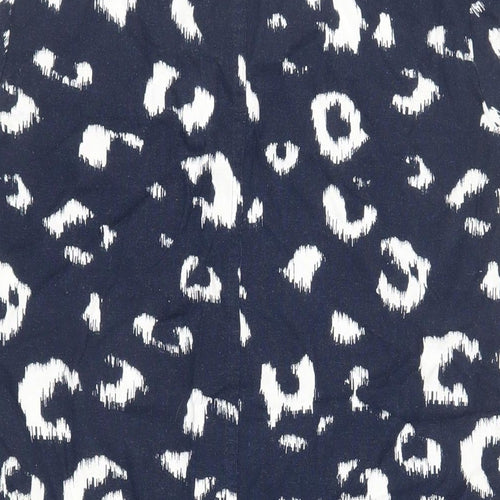 Marks and Spencer Womens Blue Animal Print Linen Shift Size 10 V-Neck - Pockets