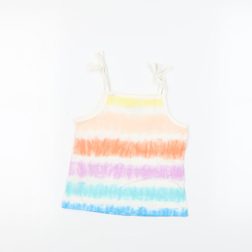 Marks and Spencer Girls Multicoloured Striped Cotton Camisole Tank Size 4-5 Years Square Neck Pullover