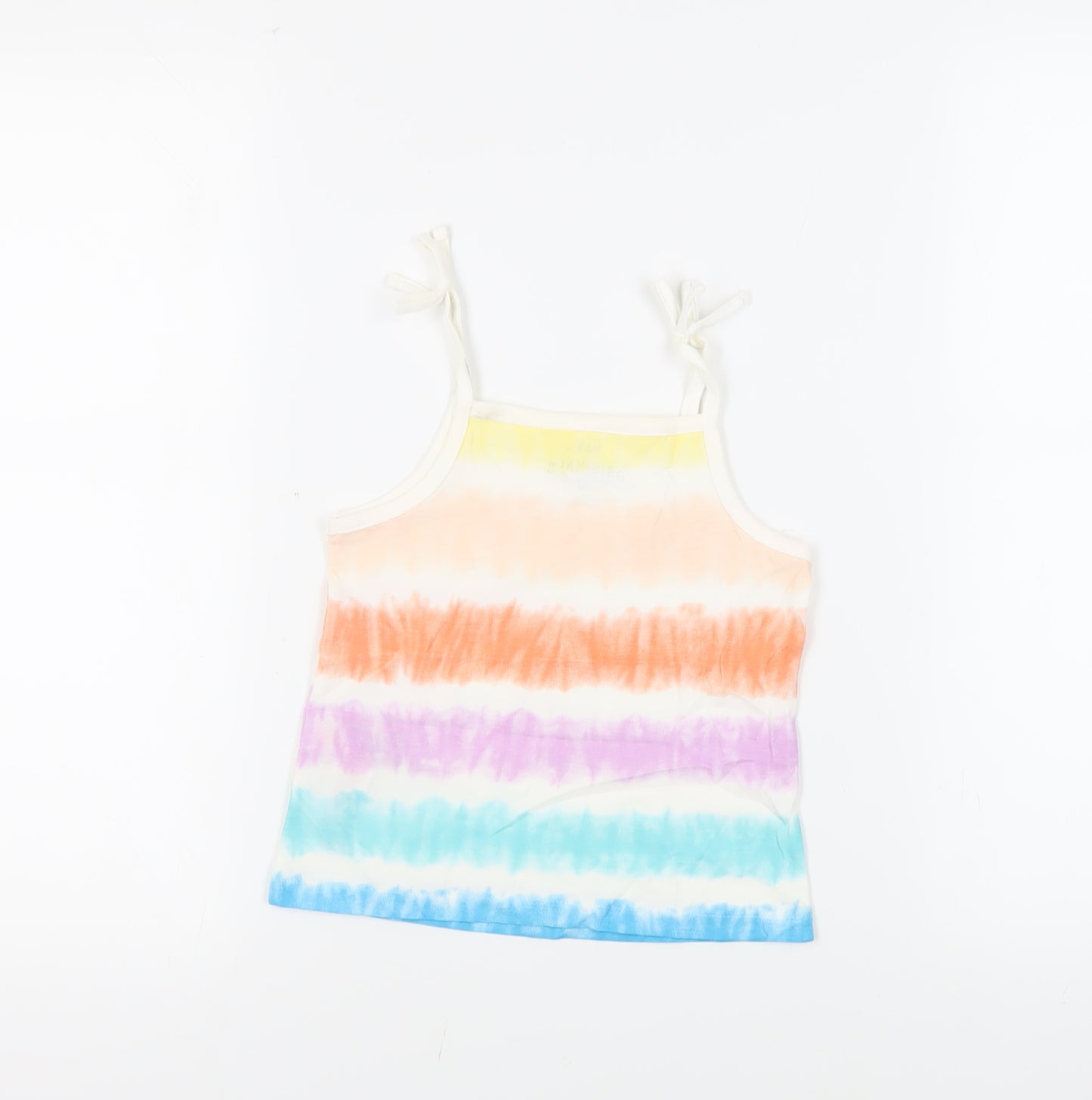 Marks and Spencer Girls Multicoloured Striped Cotton Camisole Tank Size 4-5 Years Square Neck Pullover