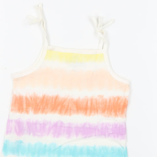 Marks and Spencer Girls Multicoloured Striped Cotton Camisole Tank Size 4-5 Years Square Neck Pullover