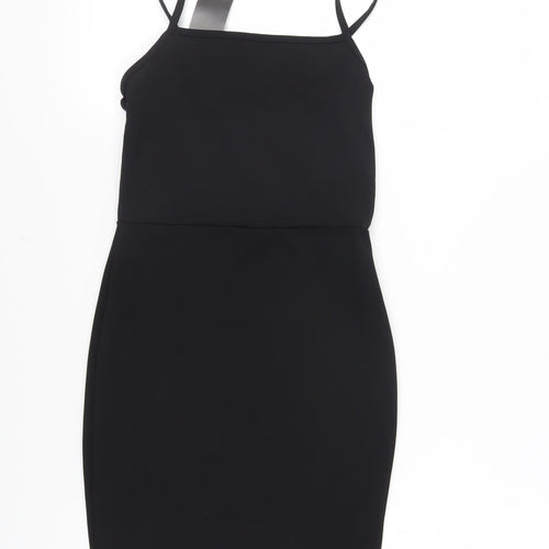 Nasty Gal Womens Black Polyester Mini Size 8 Square Neck Pullover