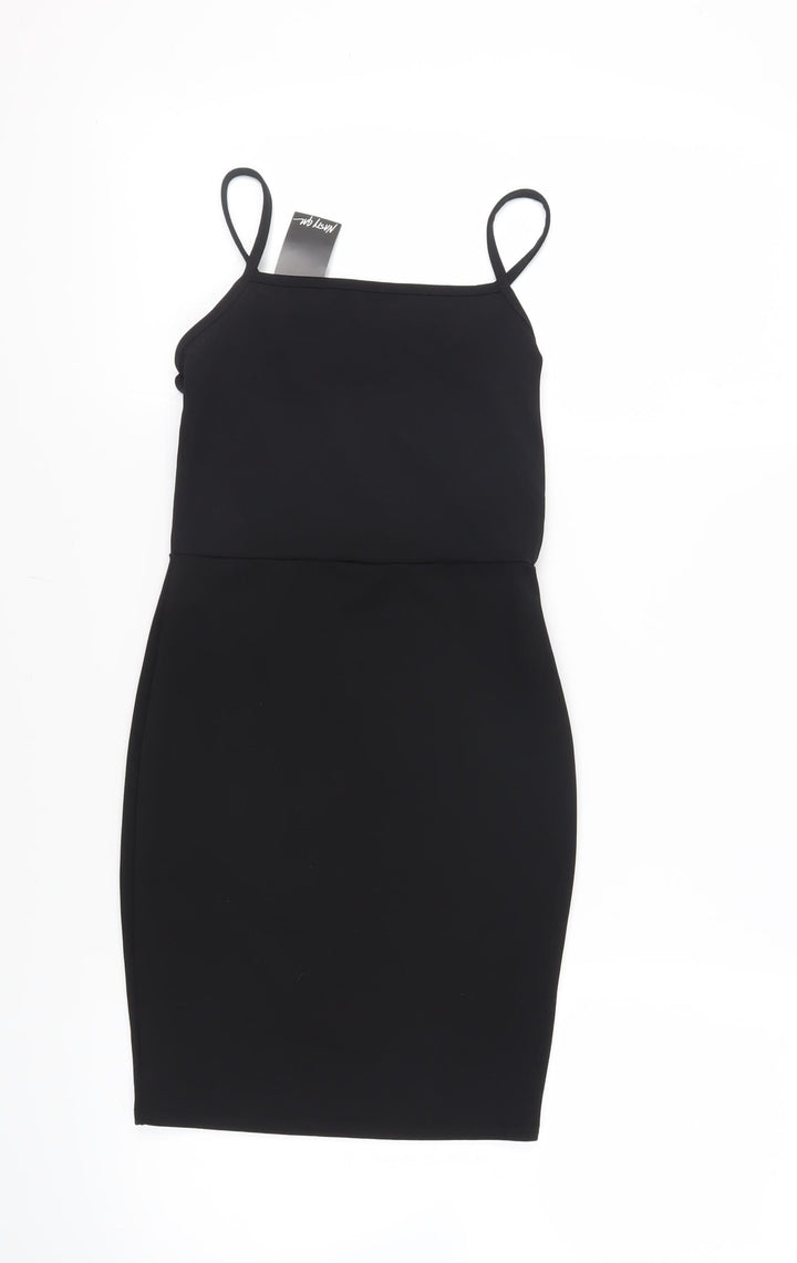 Nasty Gal Womens Black Polyester Mini Size 8 Square Neck Pullover
