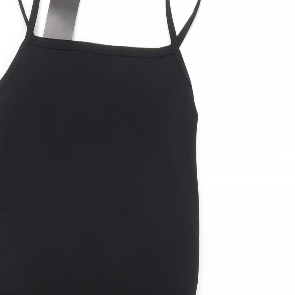 Nasty Gal Womens Black Polyester Mini Size 8 Square Neck Pullover