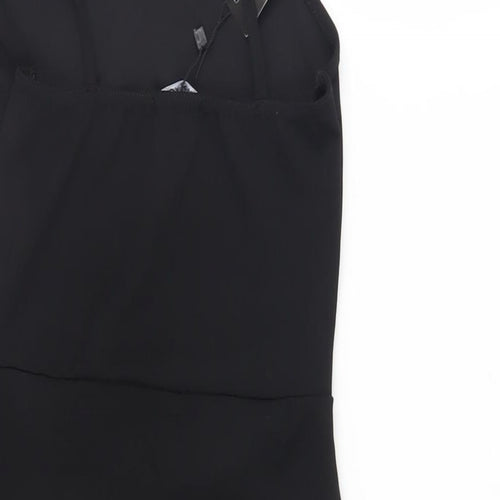 Nasty Gal Womens Black Polyester Mini Size 8 Square Neck Pullover