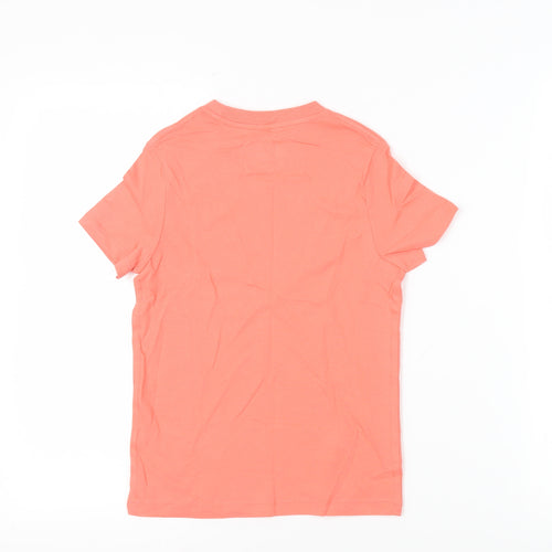 Marks and Spencer Girls Pink Cotton Pullover T-Shirt Size 7-8 Years Crew Neck Pullover