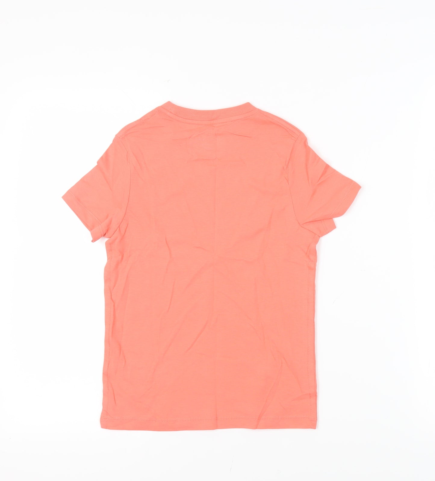 Marks and Spencer Girls Pink Cotton Pullover T-Shirt Size 7-8 Years Crew Neck Pullover