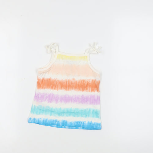 Marks and Spencer Girls Multicoloured Striped Cotton Camisole Tank Size 4-5 Years Square Neck Pullover