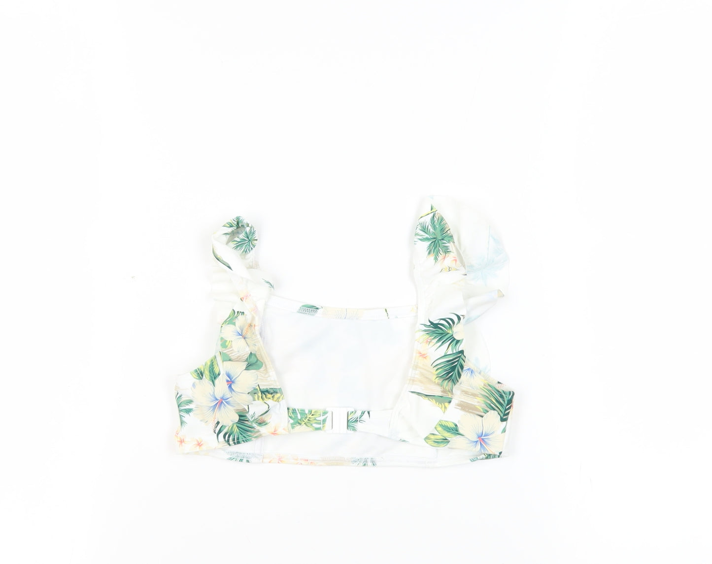 Marks and Spencer Girls White Floral Polyamide Cropped Tank Size 10-11 Years Square Neck - Swim Top