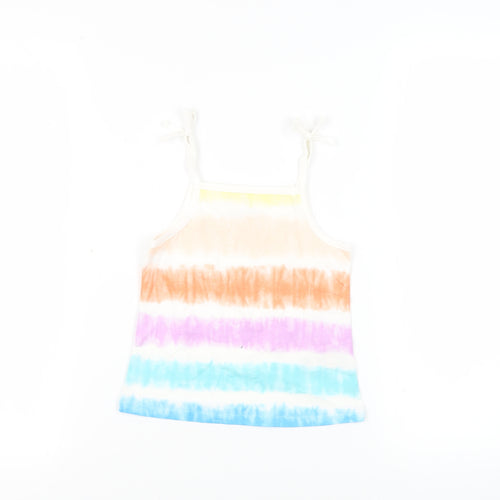 Marks and Spencer Girls Multicoloured Striped Cotton Camisole Tank Size 3-4 Years Square Neck Pullover
