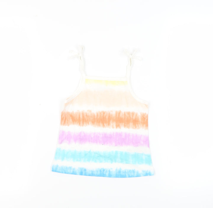 Marks and Spencer Girls Multicoloured Striped Cotton Camisole Tank Size 3-4 Years Square Neck Pullover