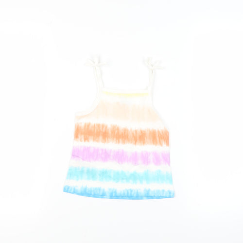 Marks and Spencer Girls Multicoloured Striped Cotton Camisole Tank Size 3-4 Years Square Neck Pullover