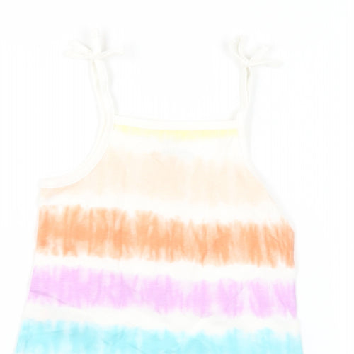 Marks and Spencer Girls Multicoloured Striped Cotton Camisole Tank Size 3-4 Years Square Neck Pullover