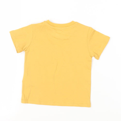 Marks and Spencer Baby Yellow Cotton Pullover T-Shirt Size 3-6 Months Crew Neck Snap - Pocket
