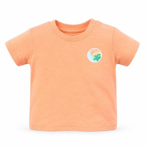 Marks and Spencer Baby Orange Cotton Pullover T-Shirt Size 3-6 Months Crew Neck Snap
