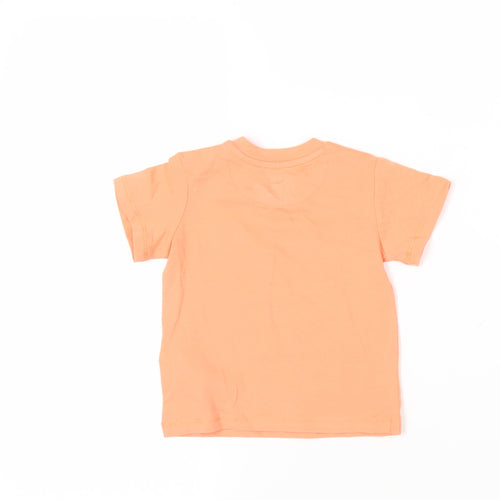 Marks and Spencer Baby Orange Cotton Pullover T-Shirt Size 3-6 Months Crew Neck Snap