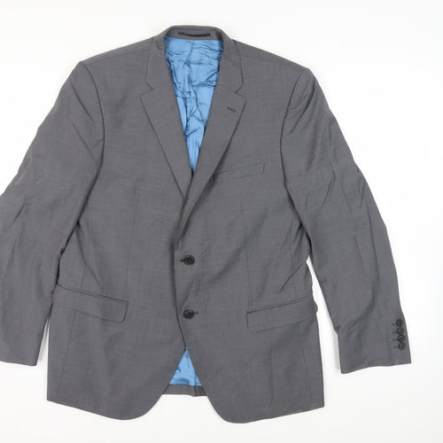 Santinelli Mens Grey Polyester Jacket Suit Jacket Size 42 Regular