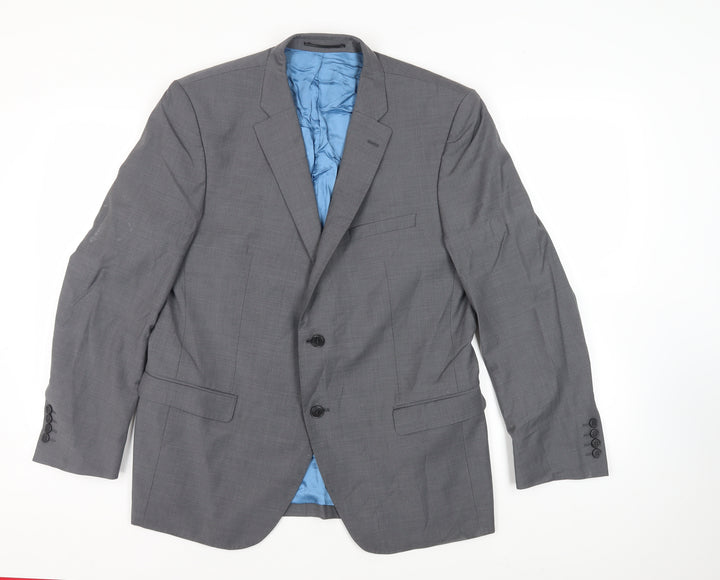 Santinelli Mens Grey Polyester Jacket Suit Jacket Size 42 Regular
