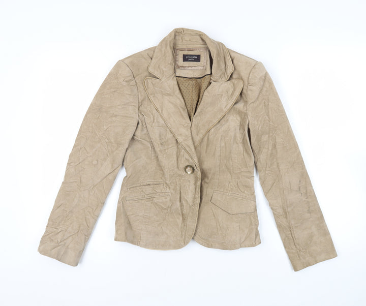 Principles Womens Beige Jacket Blazer Size 8 Button