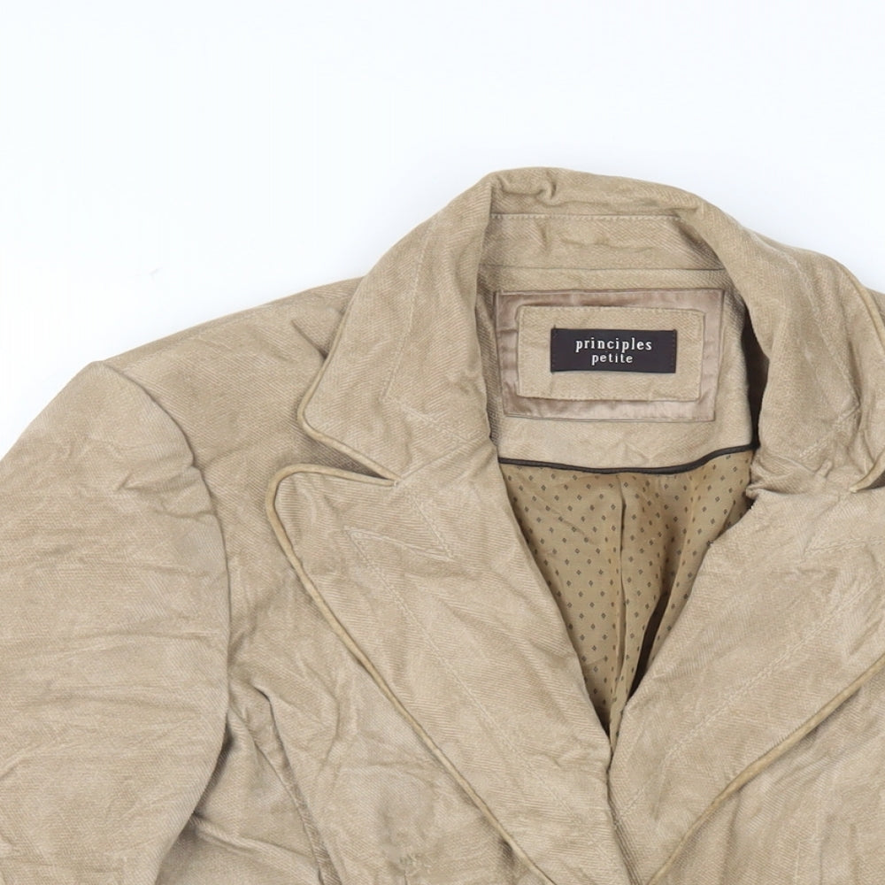 Principles Womens Beige Jacket Blazer Size 8 Button