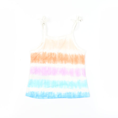 Marks and Spencer Girls Multicoloured Striped Cotton Camisole Tank Size 3-4 Years Square Neck Pullover