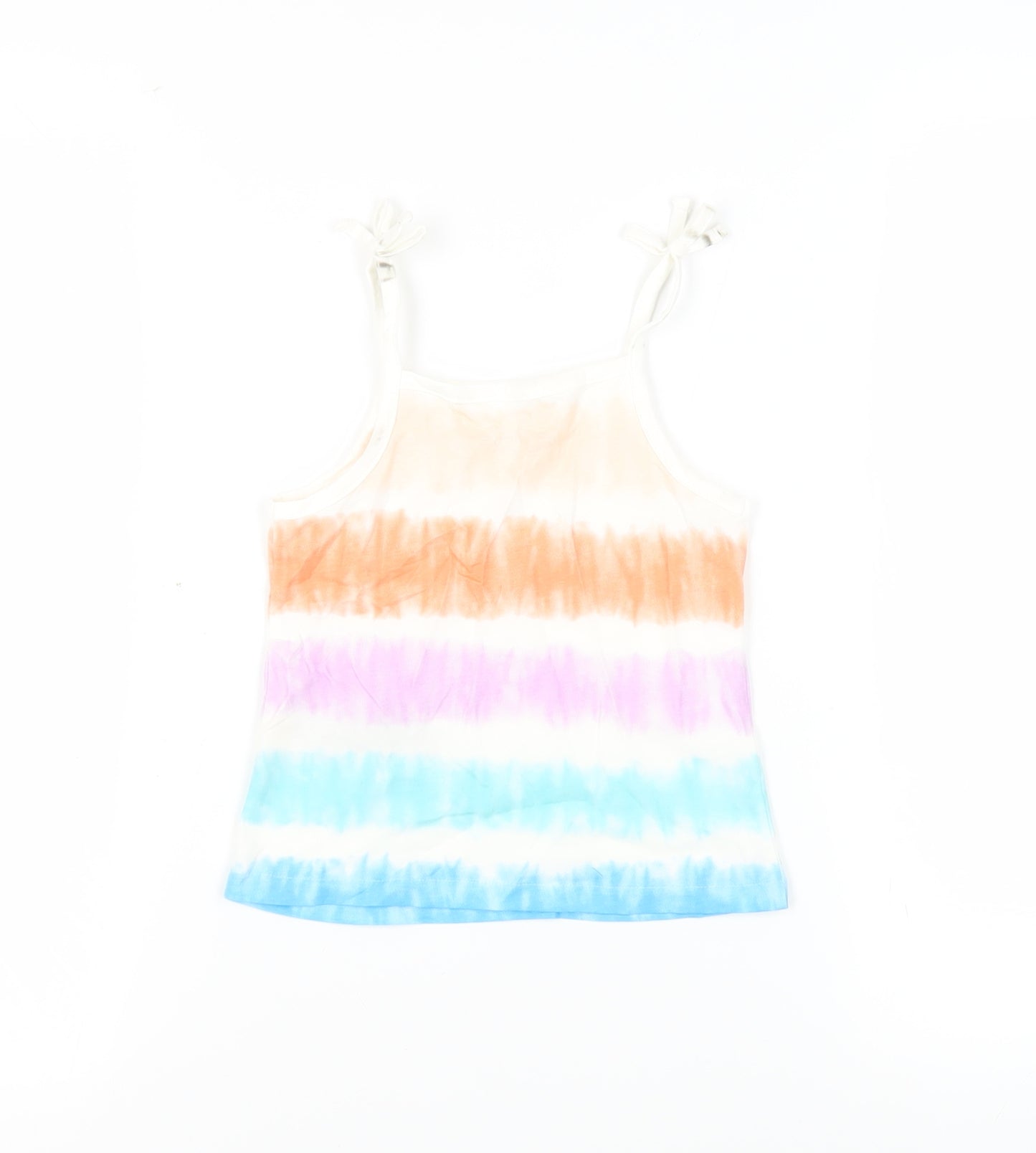 Marks and Spencer Girls Multicoloured Striped Cotton Camisole Tank Size 3-4 Years Square Neck Pullover