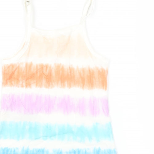 Marks and Spencer Girls Multicoloured Striped Cotton Camisole Tank Size 3-4 Years Square Neck Pullover