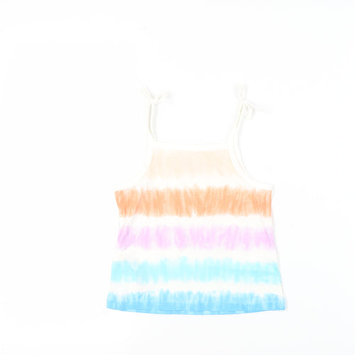 Marks and Spencer Girls Multicoloured Striped Cotton Camisole Tank Size 3-4 Years Square Neck Pullover