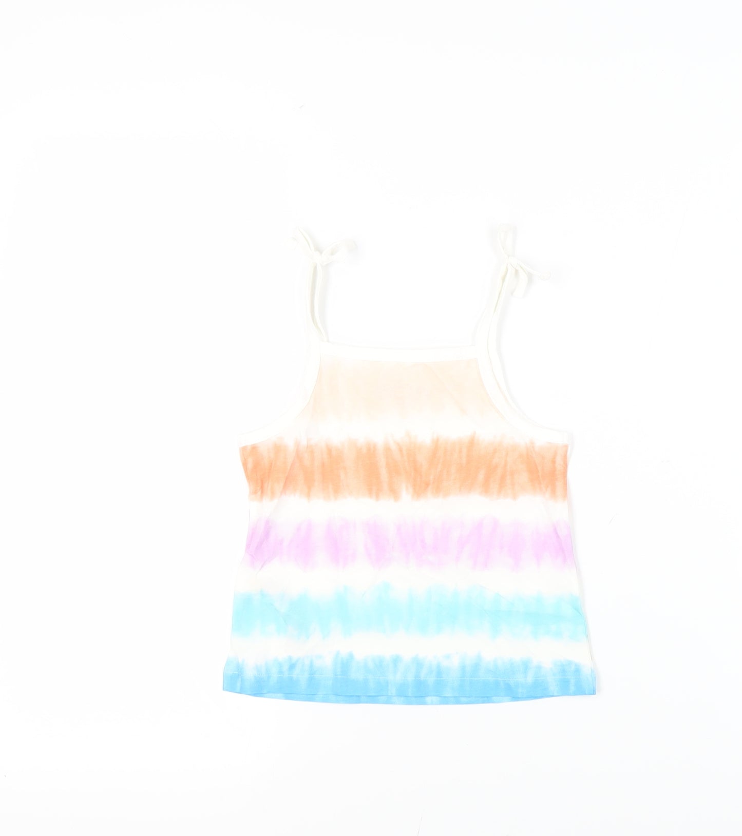 Marks and Spencer Girls Multicoloured Striped Cotton Camisole Tank Size 3-4 Years Square Neck Pullover