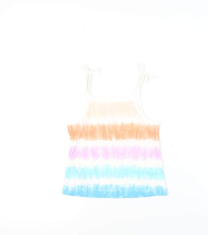 Marks and Spencer Girls Multicoloured Striped Cotton Camisole Tank Size 3-4 Years Square Neck Pullover