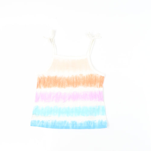 Marks and Spencer Girls Multicoloured Striped Cotton Camisole Tank Size 3-4 Years Square Neck Pullover