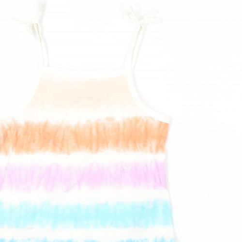 Marks and Spencer Girls Multicoloured Striped Cotton Camisole Tank Size 3-4 Years Square Neck Pullover