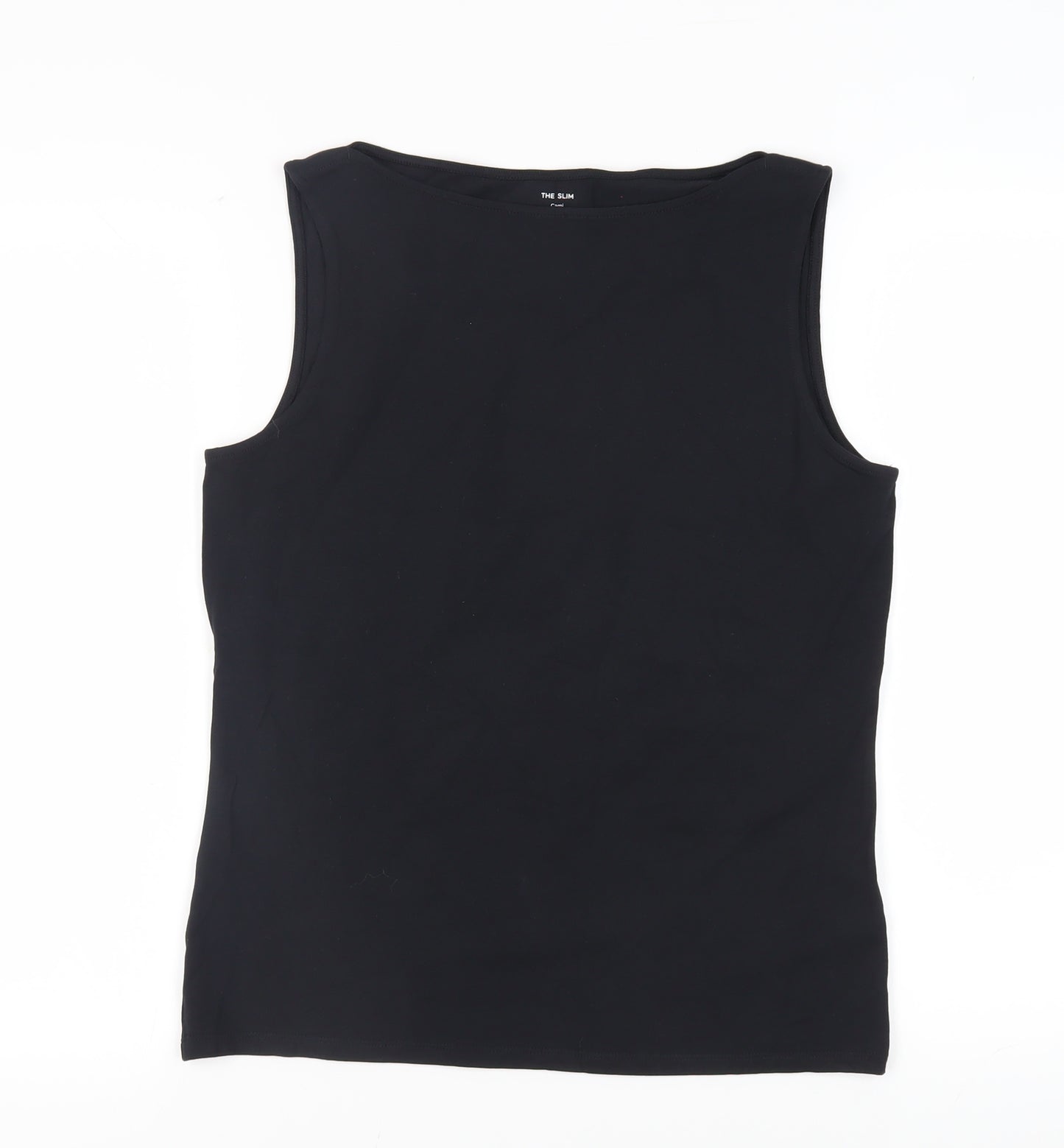 Marks and Spencer Womens Black Cotton Basic Tank Size 14 Boat Neck