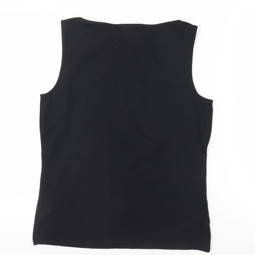 Marks and Spencer Womens Black Cotton Basic Tank Size 14 Boat Neck