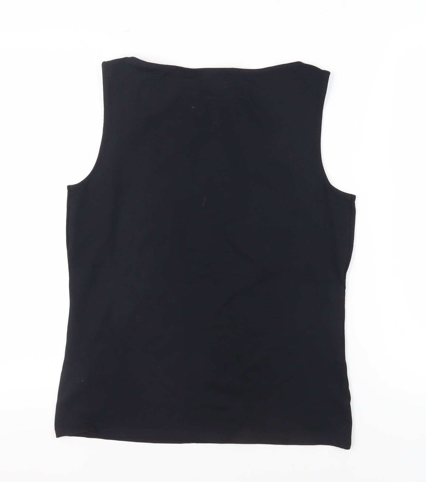 Marks and Spencer Womens Black Cotton Basic Tank Size 14 Boat Neck