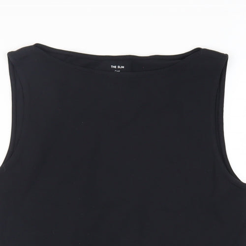 Marks and Spencer Womens Black Cotton Basic Tank Size 14 Boat Neck