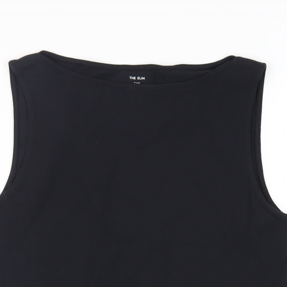 Marks and Spencer Womens Black Cotton Basic Tank Size 14 Boat Neck