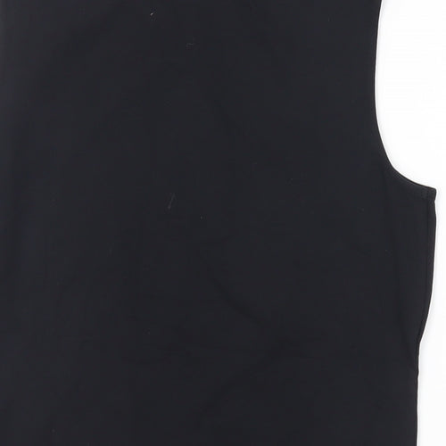 Marks and Spencer Womens Black Cotton Basic Tank Size 14 Boat Neck
