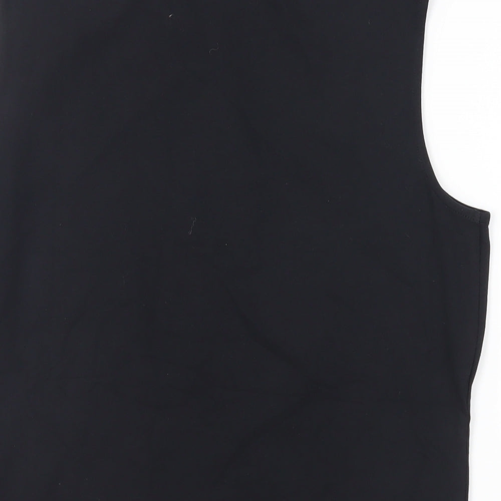 Marks and Spencer Womens Black Cotton Basic Tank Size 14 Boat Neck