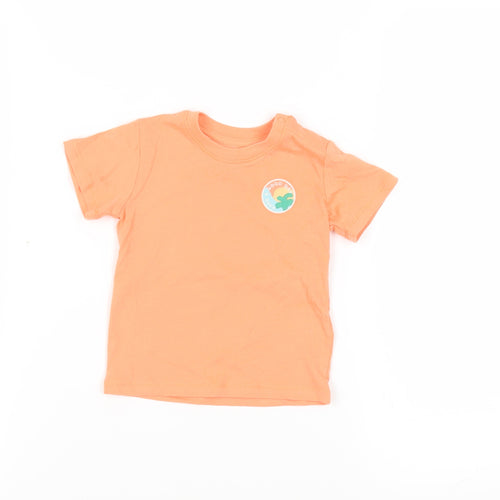 Marks and Spencer Baby Orange Cotton Pullover T-Shirt Size 6-9 Months Crew Neck Snap