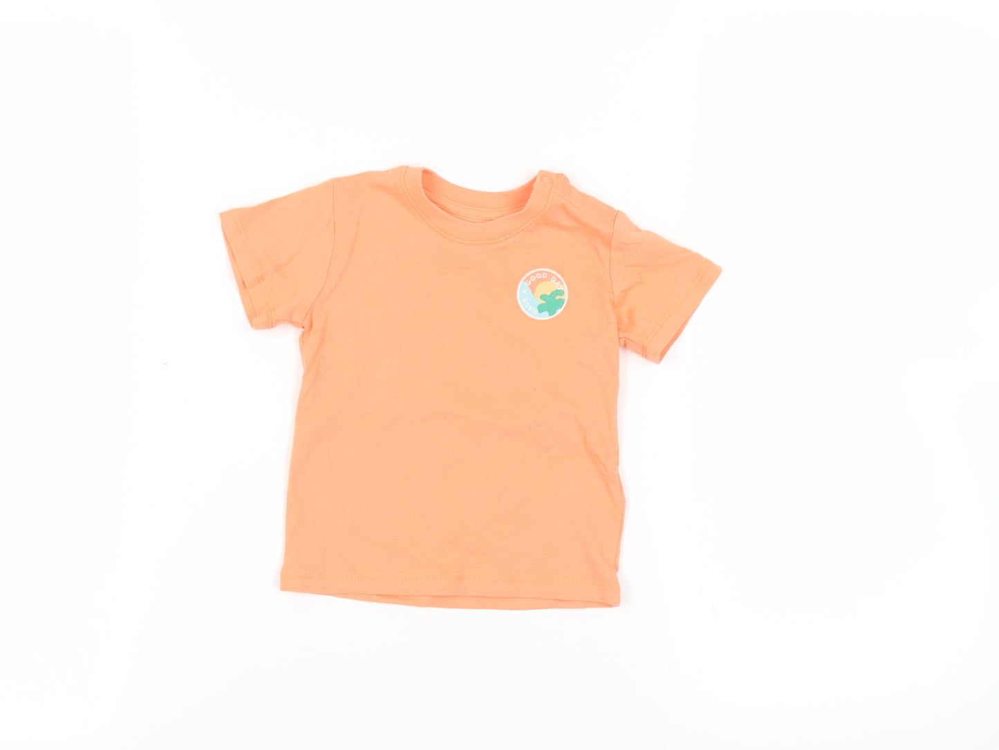 Marks and Spencer Baby Orange Cotton Pullover T-Shirt Size 6-9 Months Crew Neck Snap