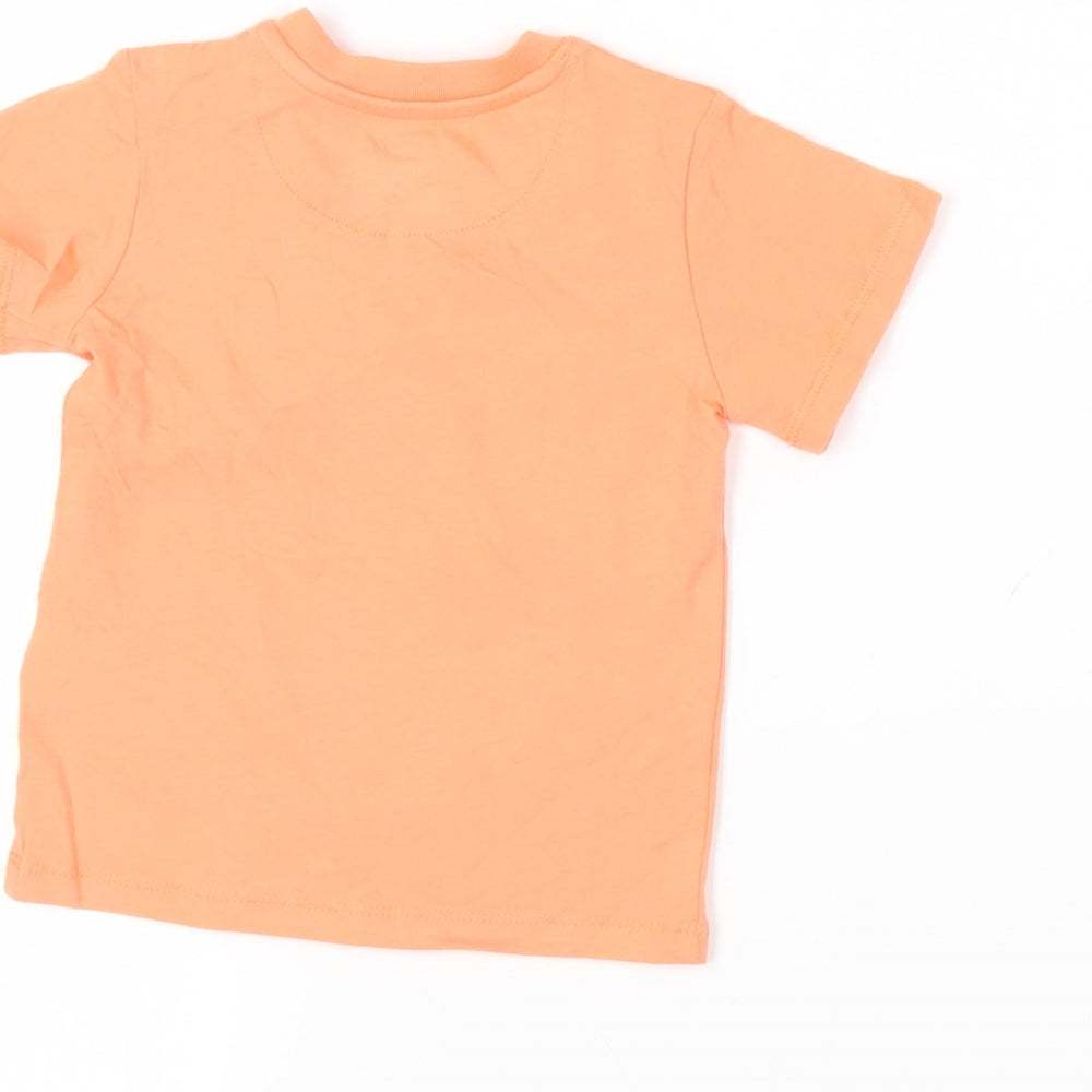 Marks and Spencer Baby Orange Cotton Pullover T-Shirt Size 6-9 Months Crew Neck Snap