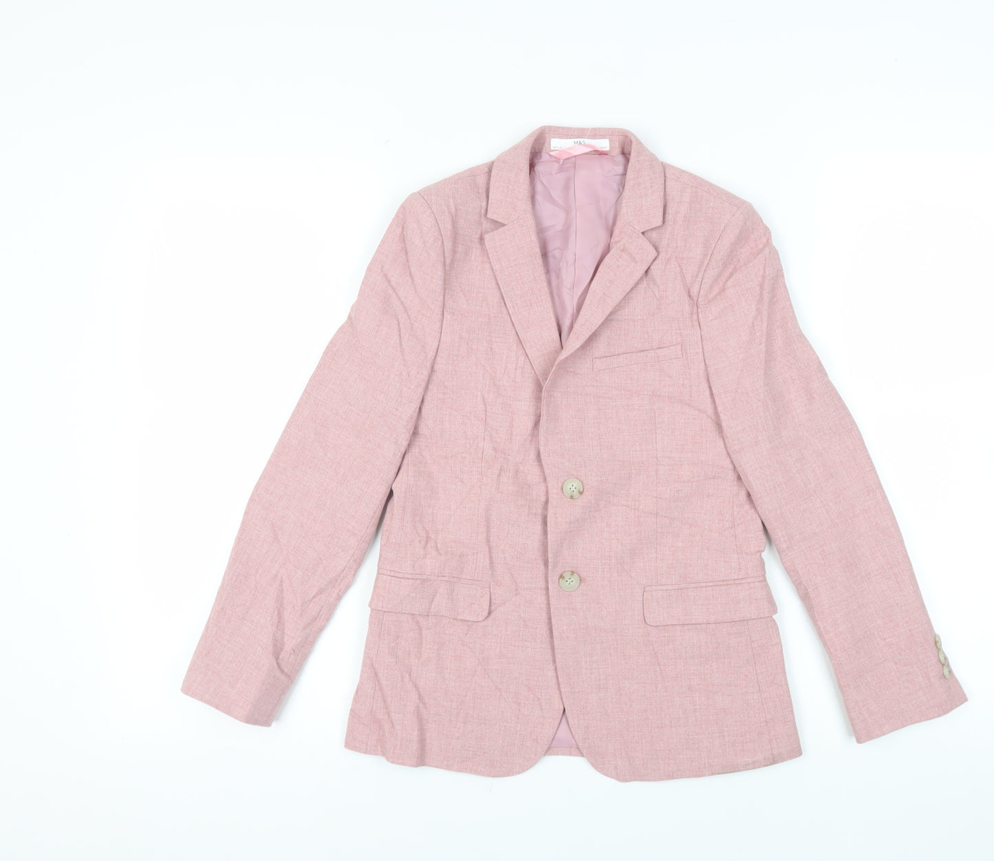 Marks and Spencer Boys Pink Jacket Blazer Size 10-11 Years Button