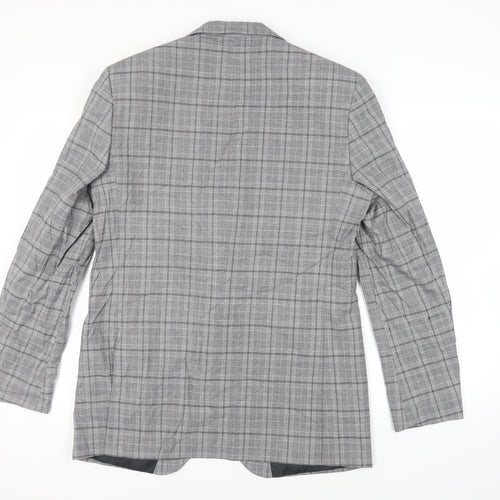 Marks and Spencer Mens Grey Plaid Polyester Jacket Blazer Size 42 Regular