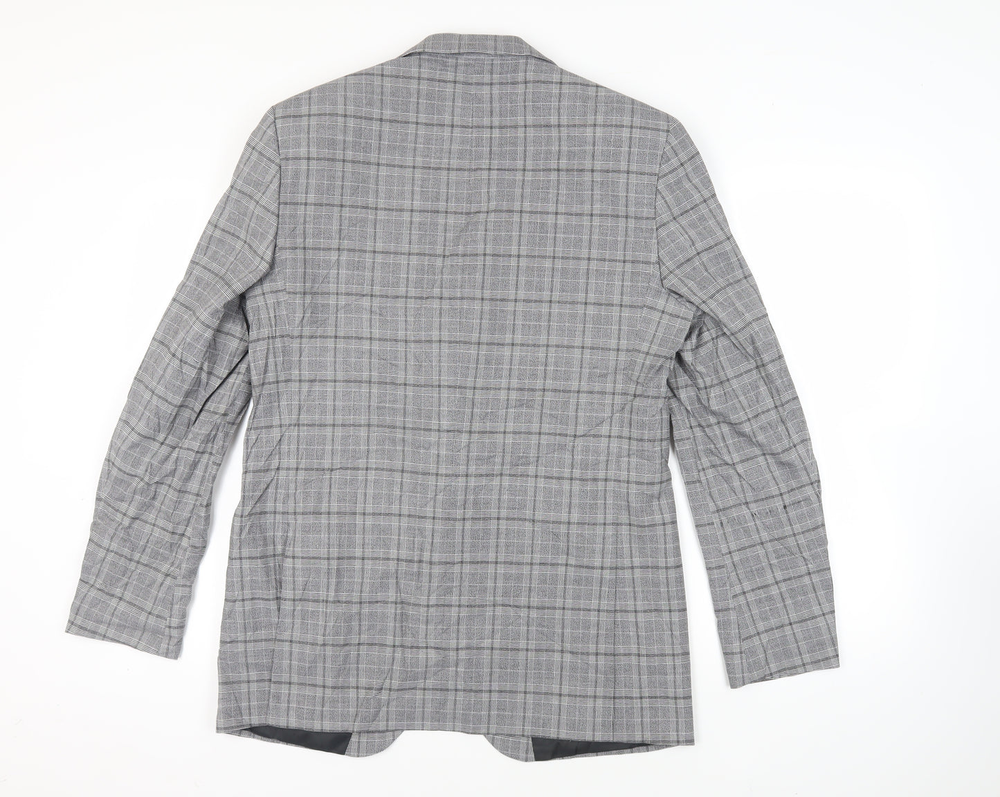 Marks and Spencer Mens Grey Plaid Polyester Jacket Blazer Size 42 Regular