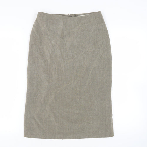 Autonomy Womens Green Cupro Straight & Pencil Skirt Size 10 Zip - Lined
